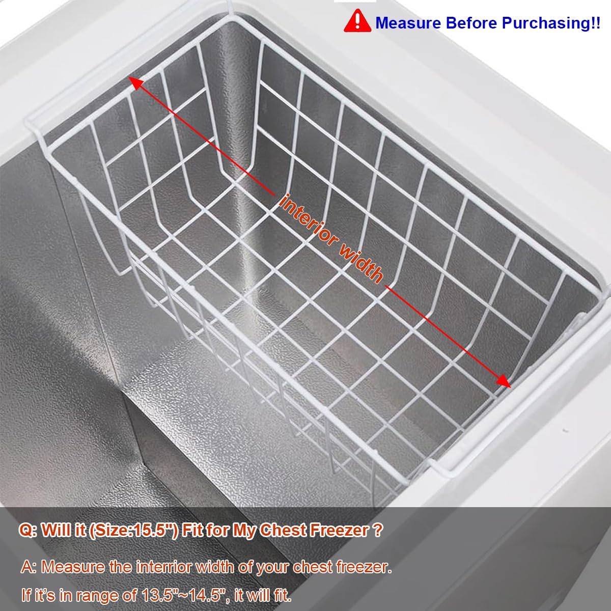 Orgneas 15.5" Freezer Organizer Bins for Chest Freezer Storage Rack Bins