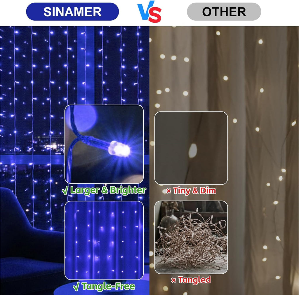 Curtain String Light, 200LED 6.6x6.6ft, Remote & 8 Modes, USB