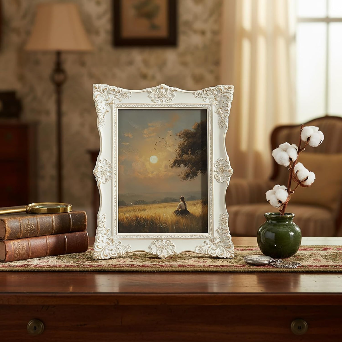 5x7 Vintage Picture Frames -5x 7 Antique Picture Frame, Ornate Frames 5 X 7 With Glass Front For Tabletop Photo Display And Wall Hanging, Victorian Poster Frame 5 By 7 (White/Gold, 5X7)