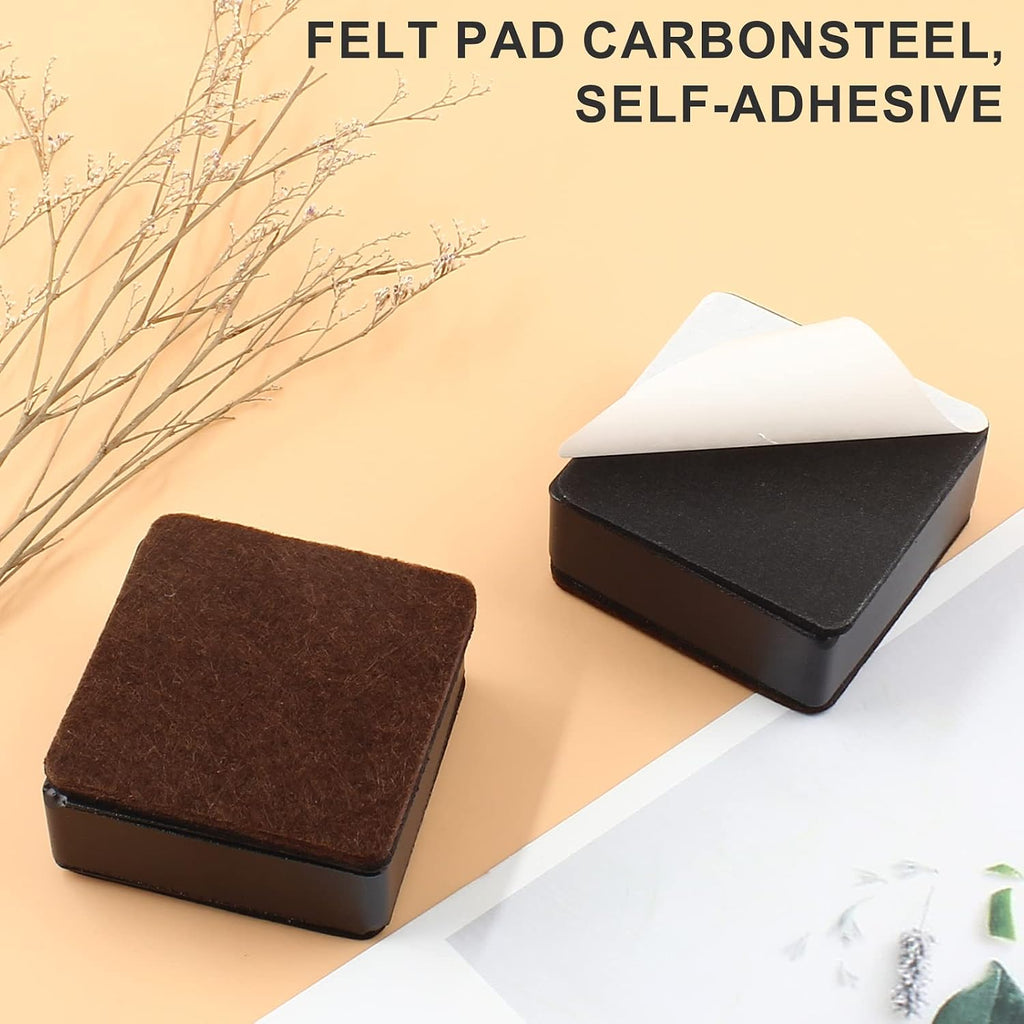 1.2 Inch Height 4Pack Black Self-Adhesive Square Bed Risers