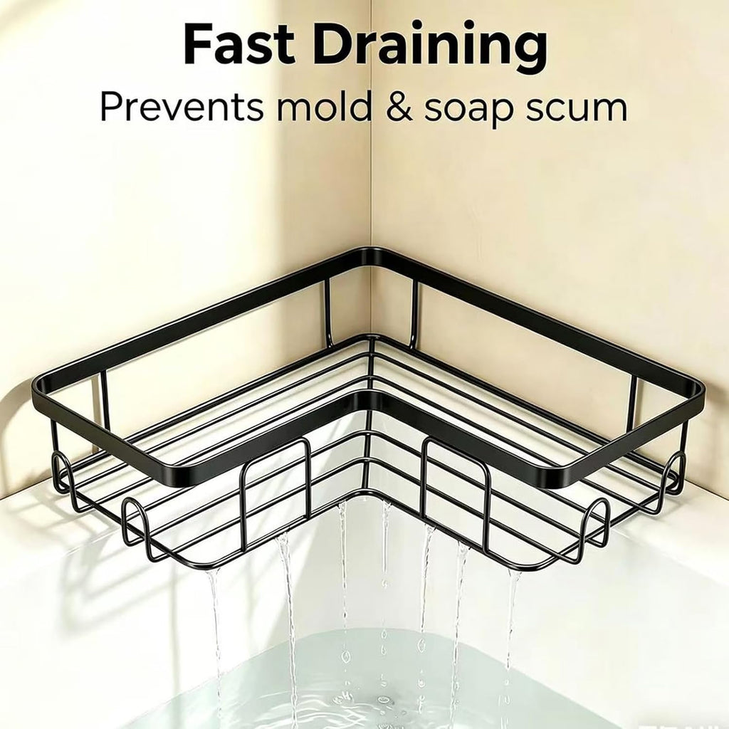 Shower Caddy 3 Pack, No Drilling Adhesive Bathroom Organizer Shelf Rack, Corner Shower Shelf with Hooks for Home Decor & Storage