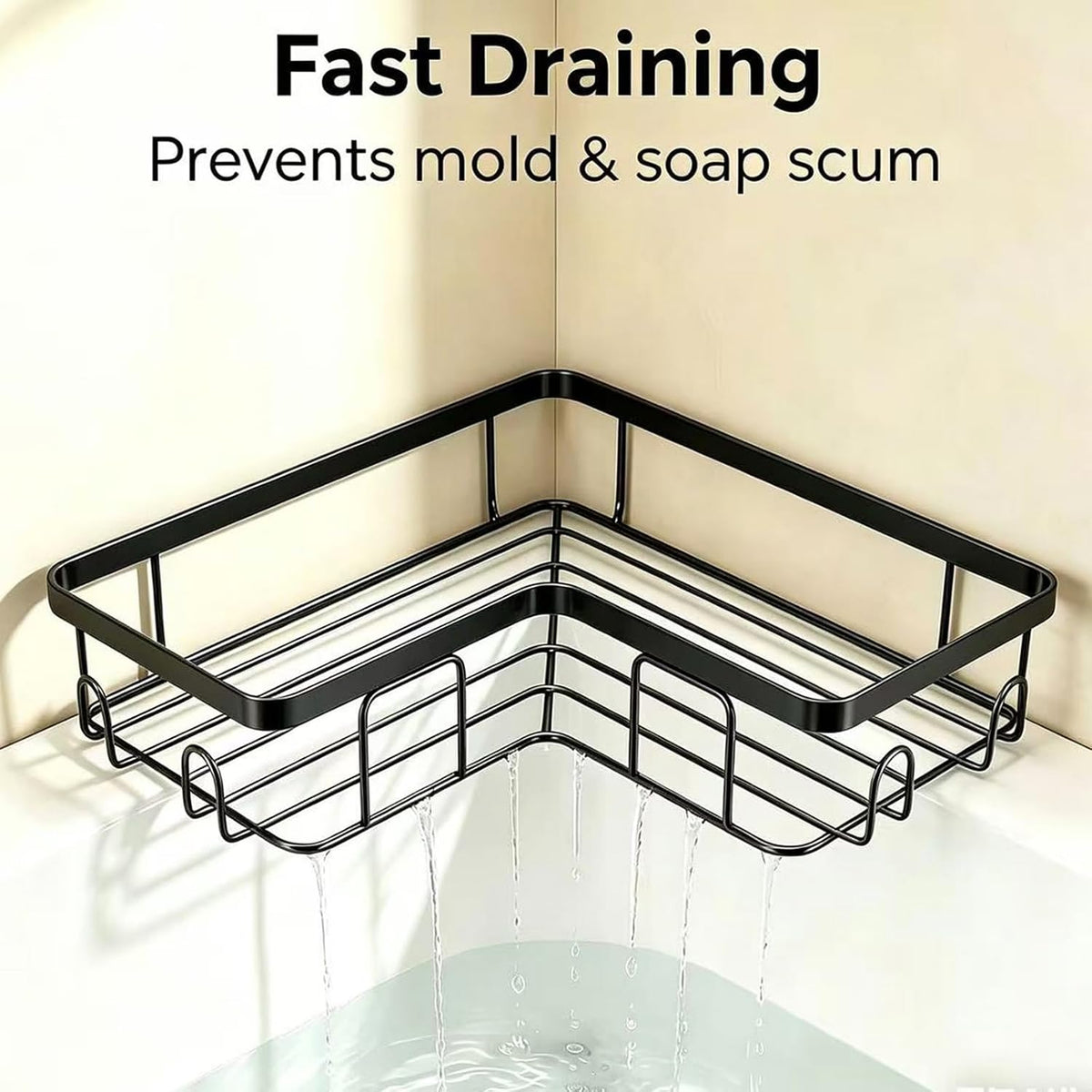 Shower Caddy 3 Pack, No Drilling Adhesive Bathroom Organizer Shelf Rack, Corner Shower Shelf with Hooks for Home Decor & Storage
