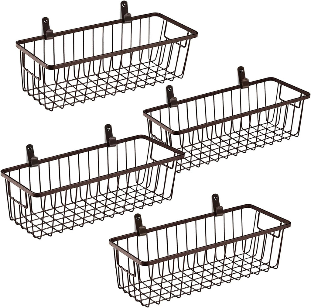 SheeChung Metal Wire Basket with Handle, Wall Hanging Basket, Small 4 Pack