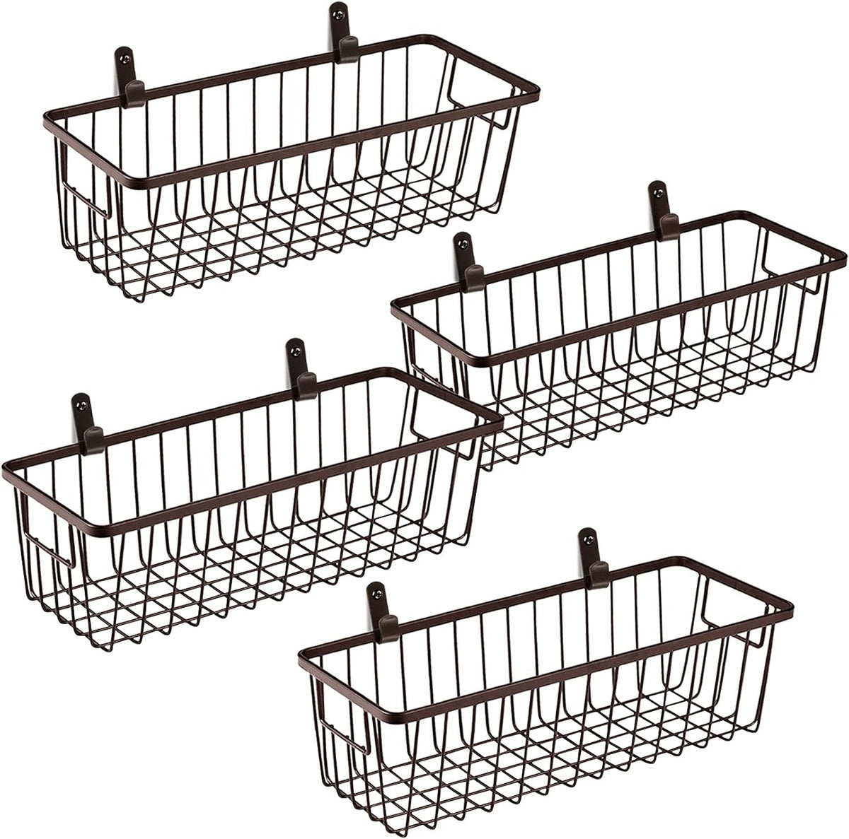 SheeChung Metal Wire Basket with Handle, Wall Hanging Basket, Small 4 Pack