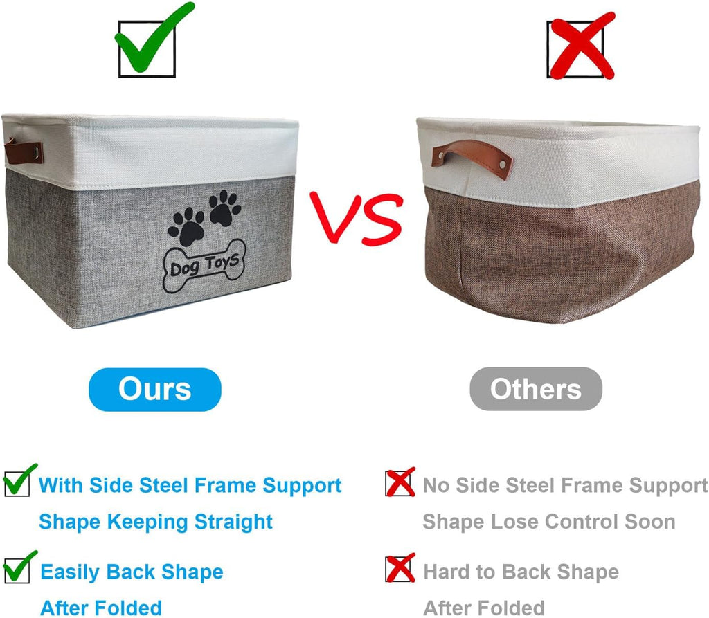 Large Dog Toy Basket Foldable Dog Toy Box Dog Toy Bin for Pet Chew Toys Accessories