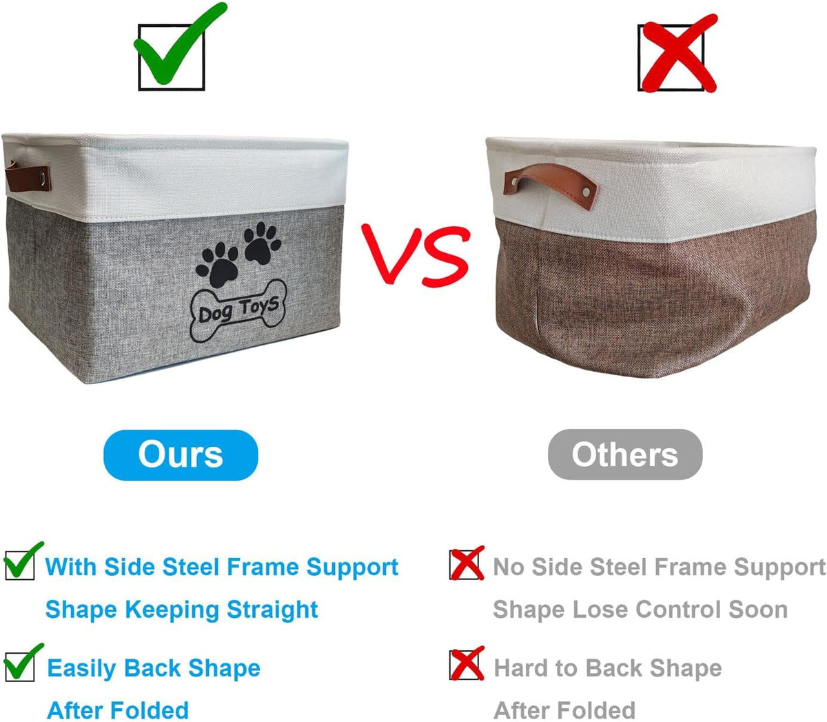 Large Dog Toy Basket Foldable Dog Toy Box Dog Toy Bin for Pet Chew Toys Accessories