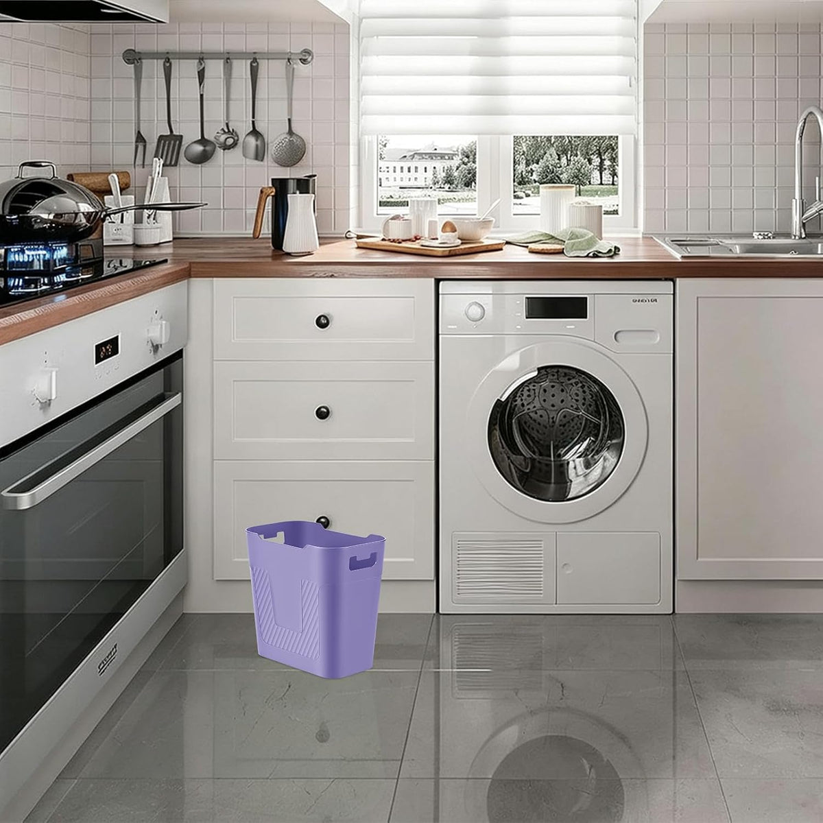 Small Purple Trash Can Wastebasket 2.2 Gallon Badroom Garbage Can