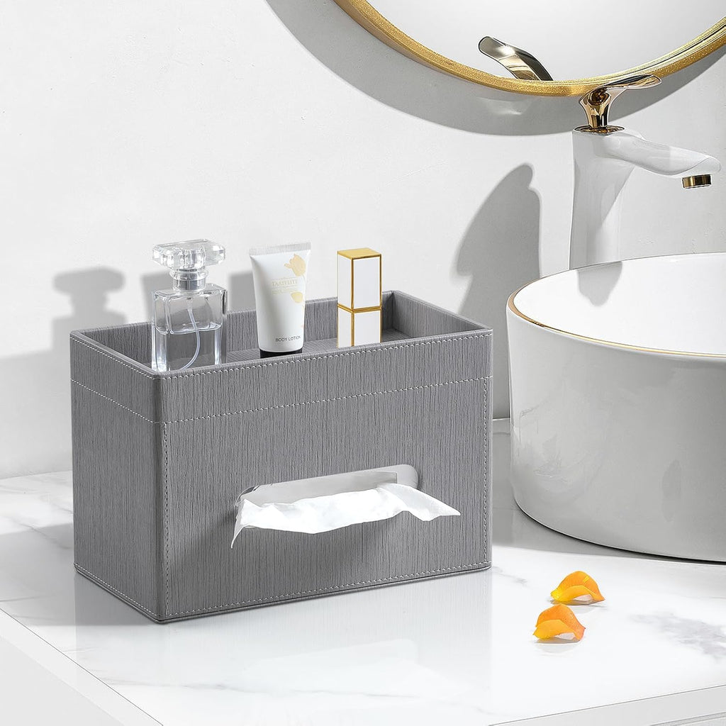 Plus Size Tissue Box Cover, Rectangle Tissue Box Organizer, Grey