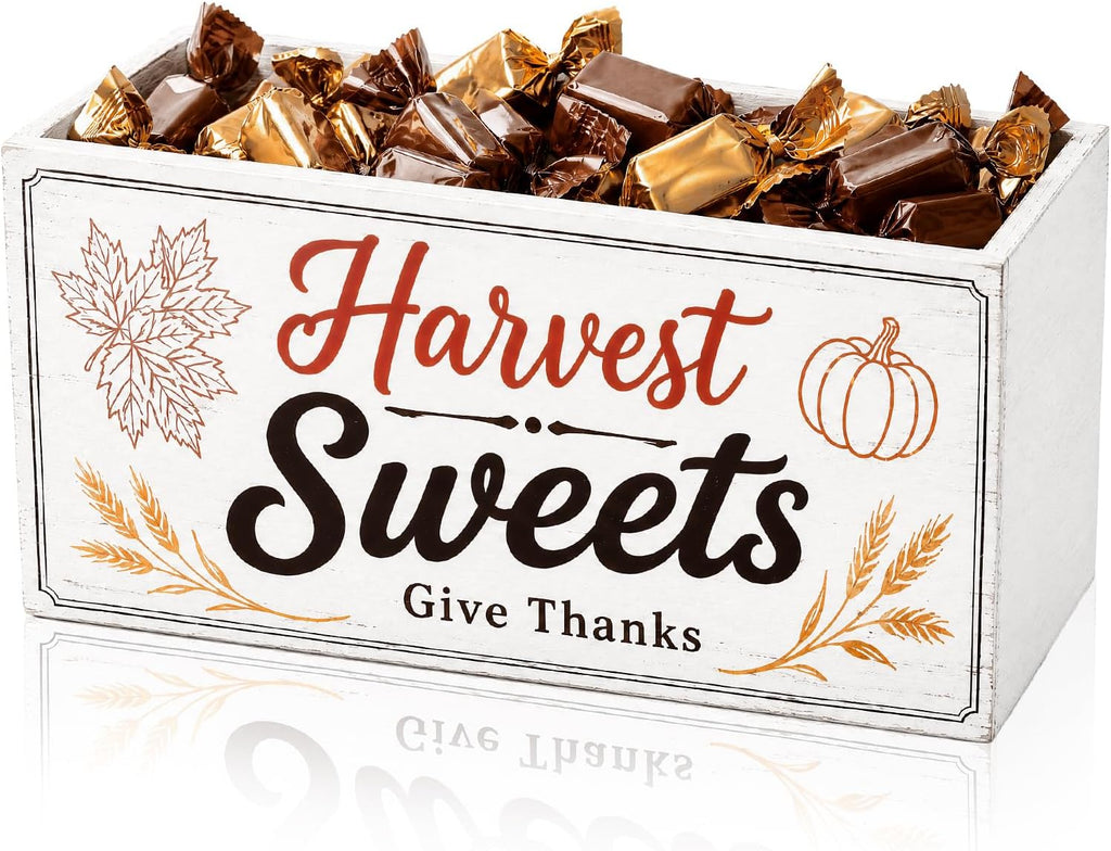 Thanksgiving Candy Dish Wooden Harvest Candy Bowl Snack Holder