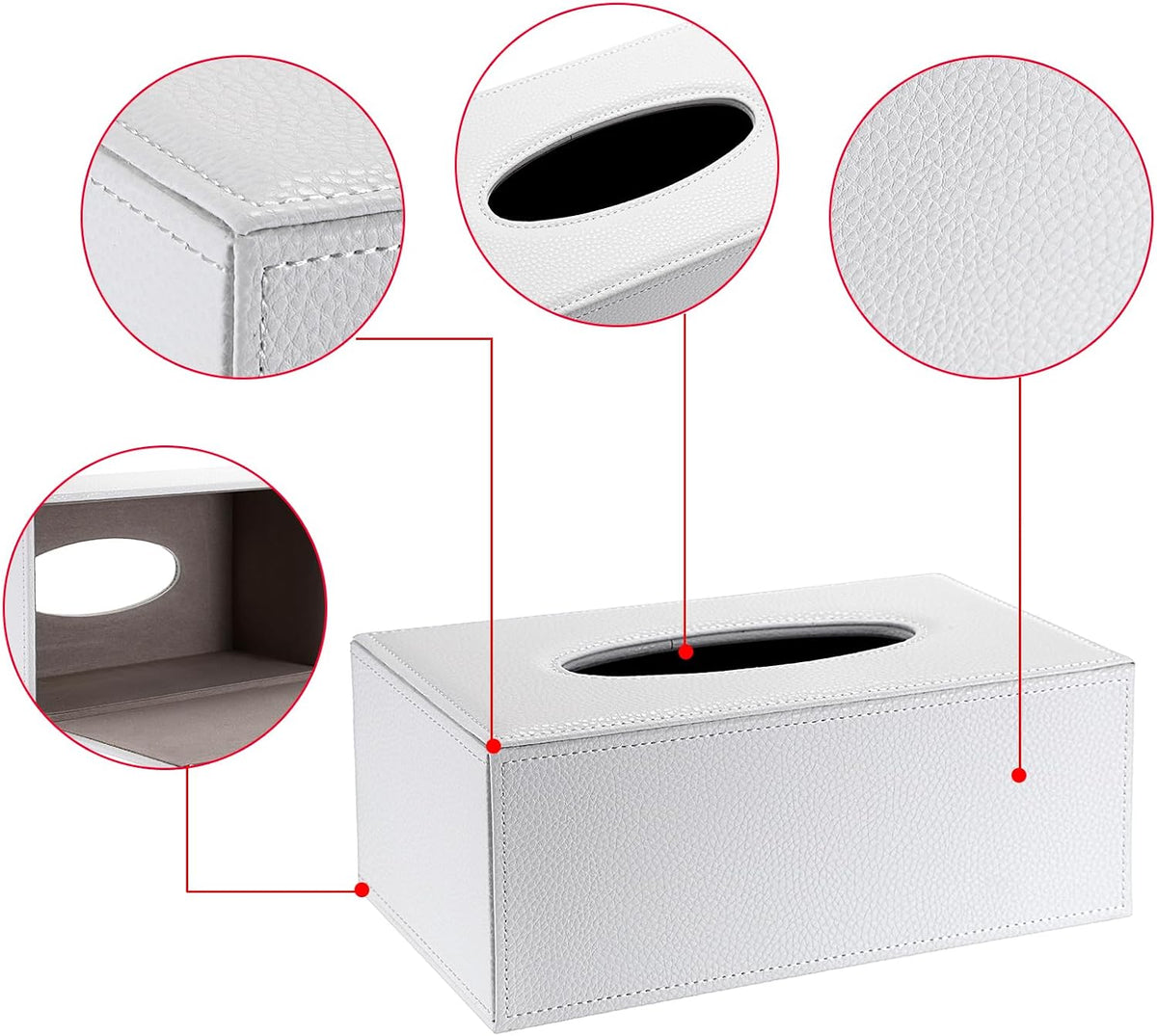 Sumnacon Tissue Box Cover Rectangle,Magnetic Bottom Tissue Box Holder,White