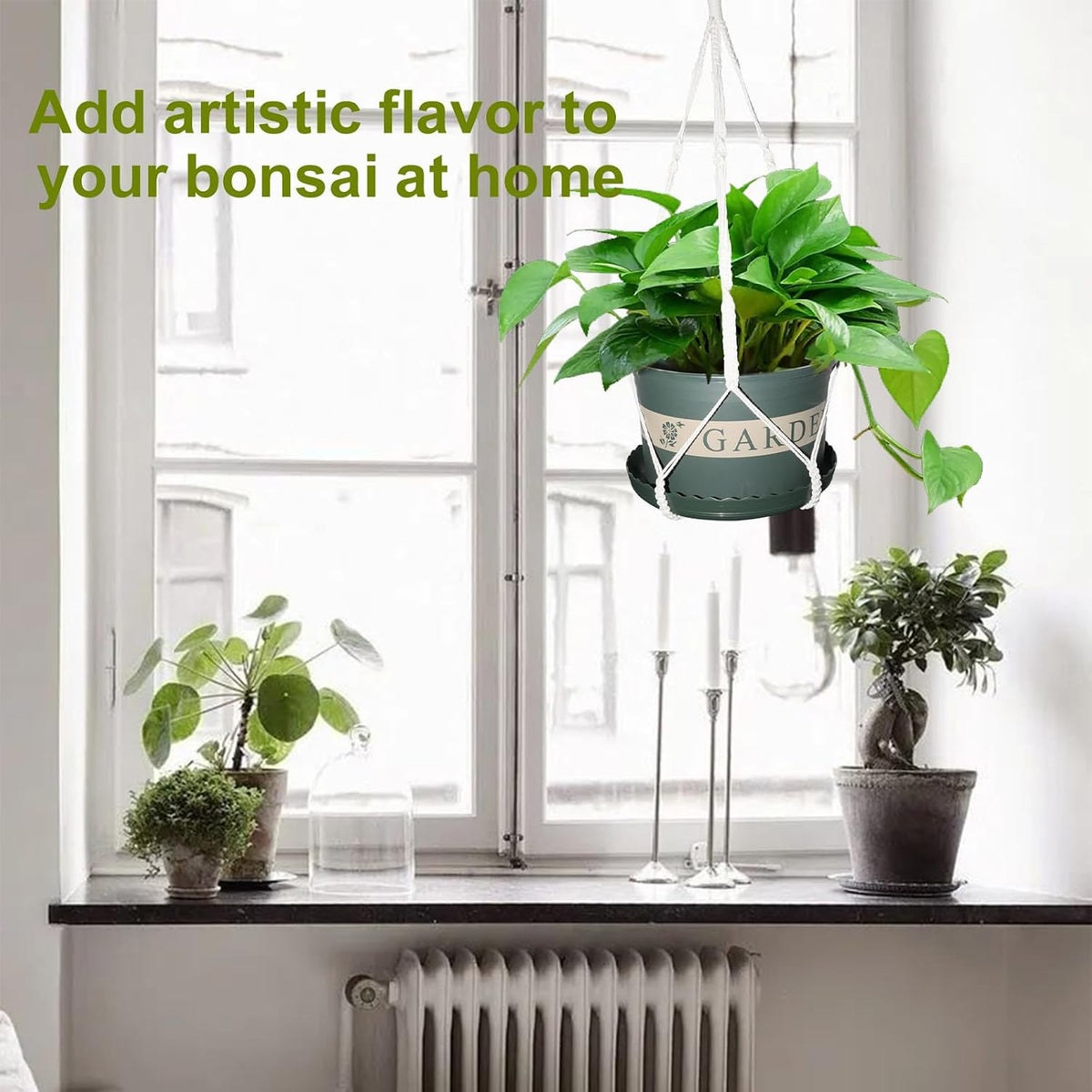 2 Pack Macrame Plant Hanger Large, 37.8 Inch Plant Hanger Indoor Outdoor
