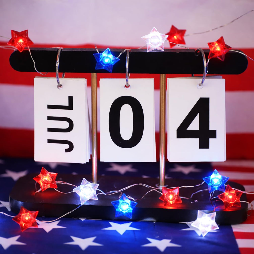 BOHON 4th of July Decorations Battery Operated String Lights with Remote