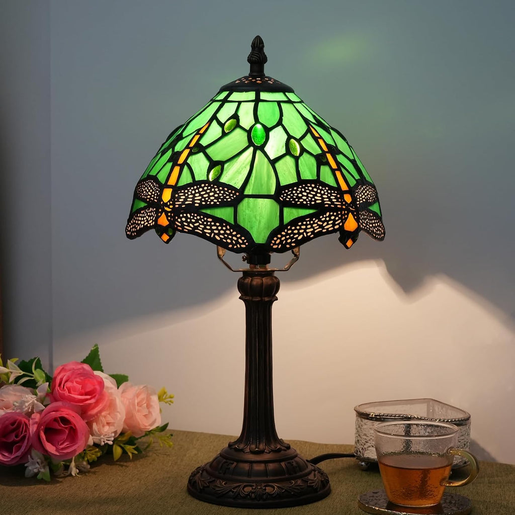 Tiffany Lamp Stained Glass Table Lamp Dragonfly Style Small Bedside Lamp Living Room Dining Room Reading Office Decoration Desk Lamp Home Decoration Creative Gift