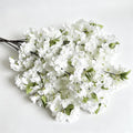 Artificial Cherry Blossom Branches, 5Pcs White Silk Faux Flowers, 33.5in
