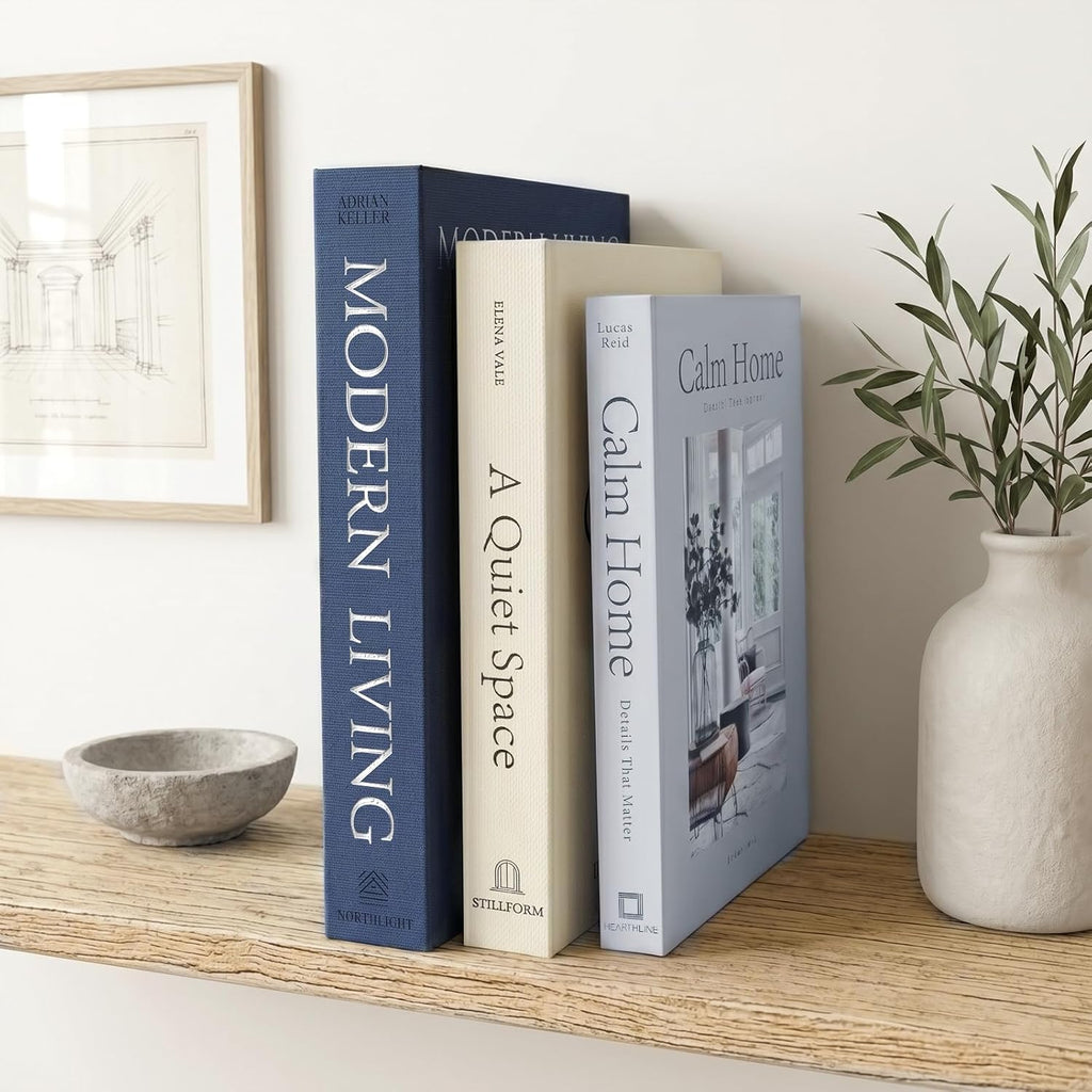 Decorative Books, Faux Book Storage Boxes Set of 3, Coffee Table Home Decor