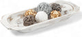 Mie Creations 16'' Large Wooden Dough Bowl for Decor, Shabby Chic White