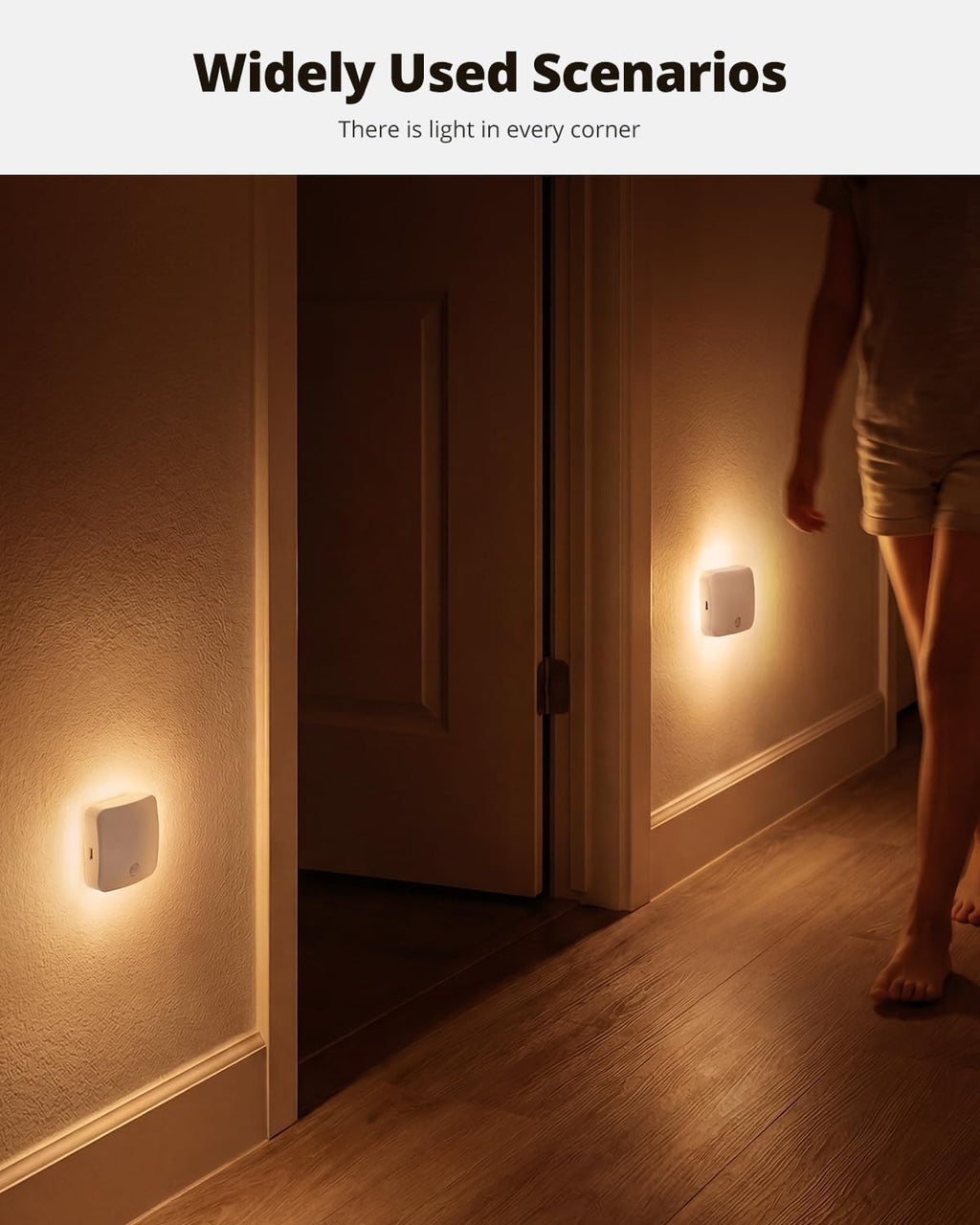 Rechargeable Night Light Backlit, Amber Motion Sensor Light Indoor, 4 Pack