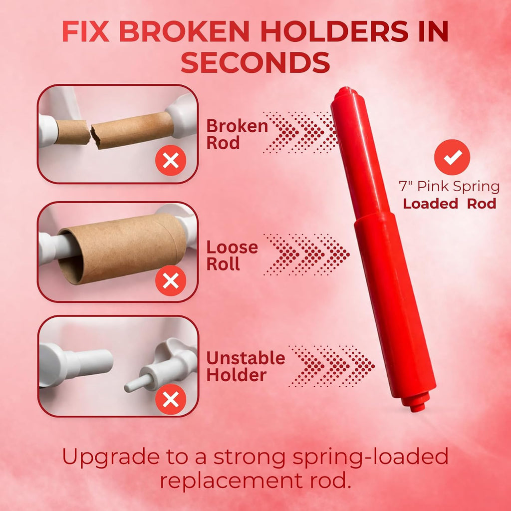 7 Inch Red Spring Loaded Toilet Paper Roll Holder Replacement Rod