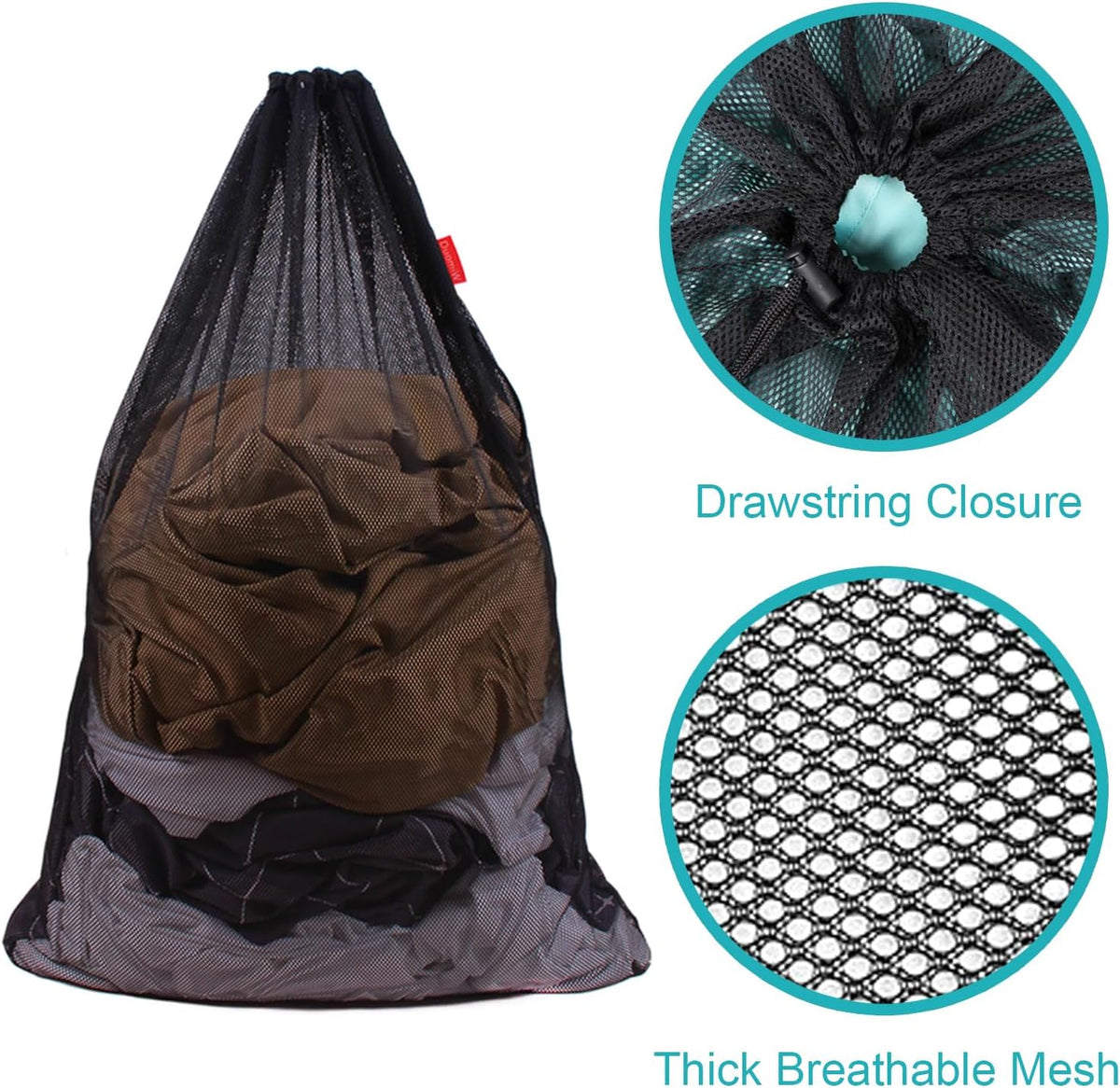 2 Pack Mesh Laundry Bags 24 x 36 Inches Drawstring Bag Black