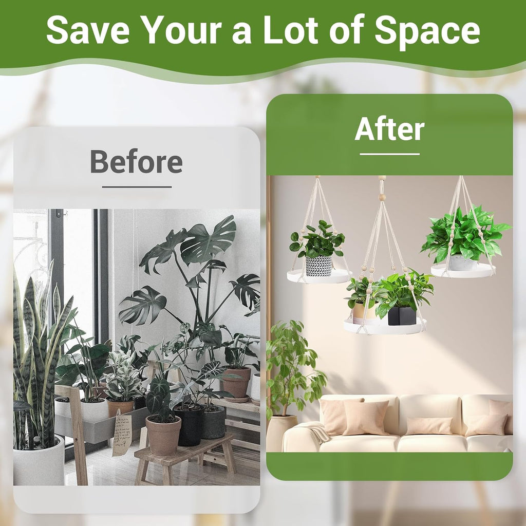 GREANER Macrame Plant Hangers Indoor, 2 Sets Hanging Planter Rack