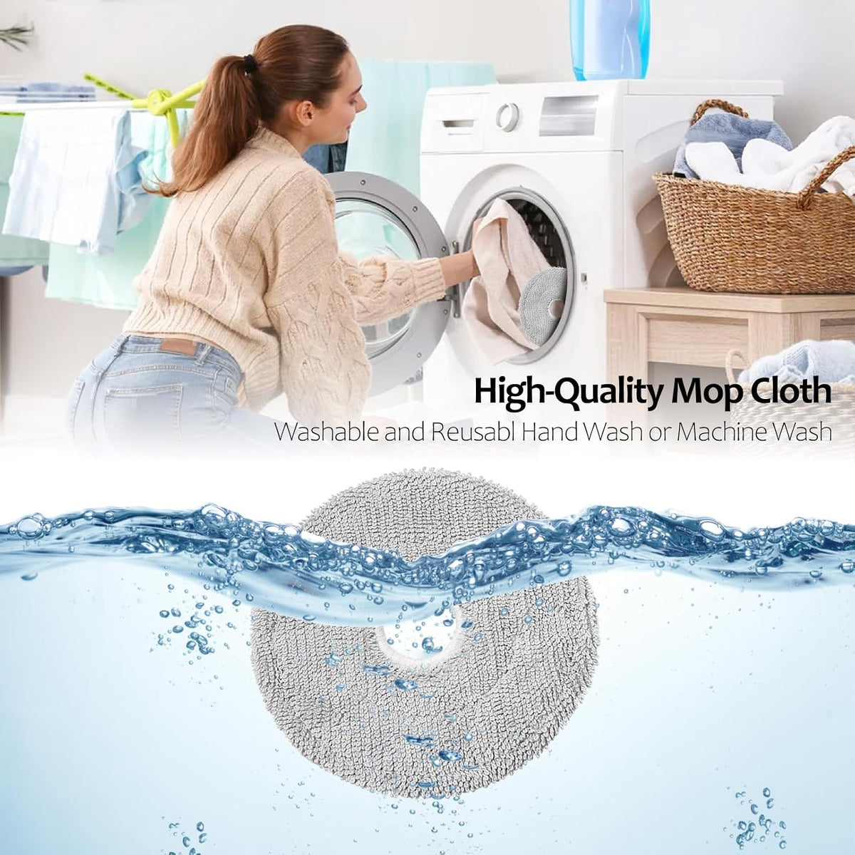 12 Pack Mop Cloth Pads for Dreame L40 Ultra/Mova P10 Pro Ultra/ L10s Ultra Gen 2/ X40 Ultra/X50 Ultra/ E30 Ultra/ P50 Pro Ultra Robot Vacuum, Wet Mopping Pad Reusable Floor Cleaning Accessories