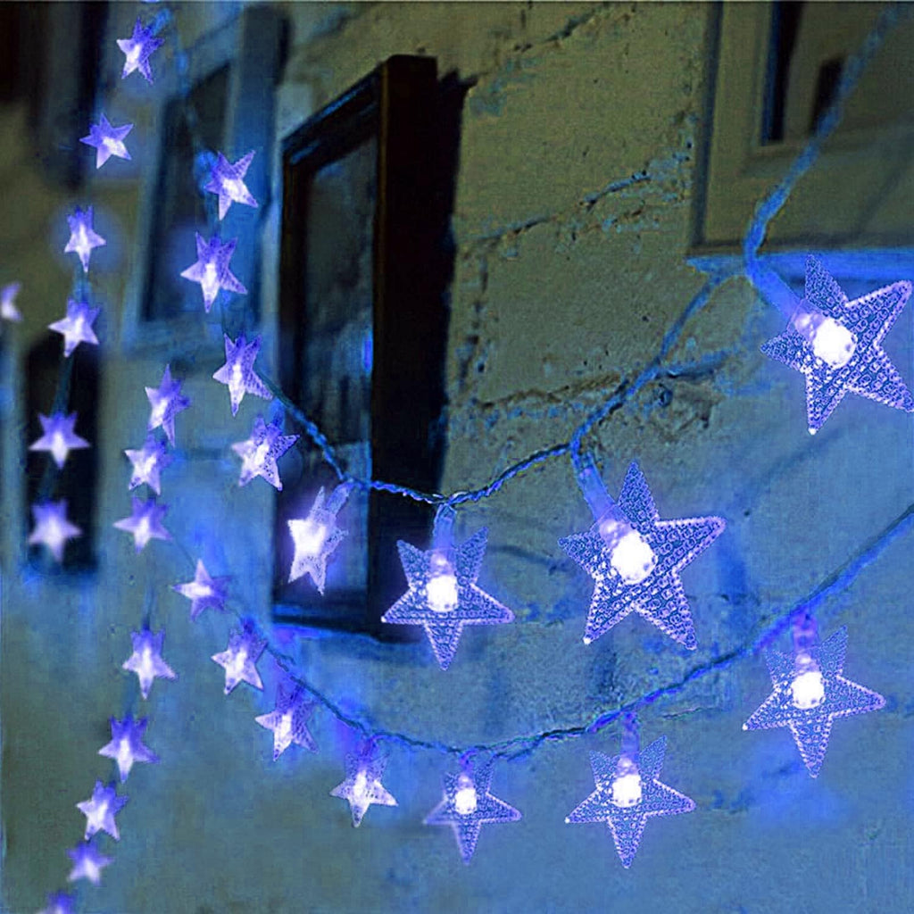 ITICdecor Blue Star String Lights Battery Operated 15 FT 30 LED