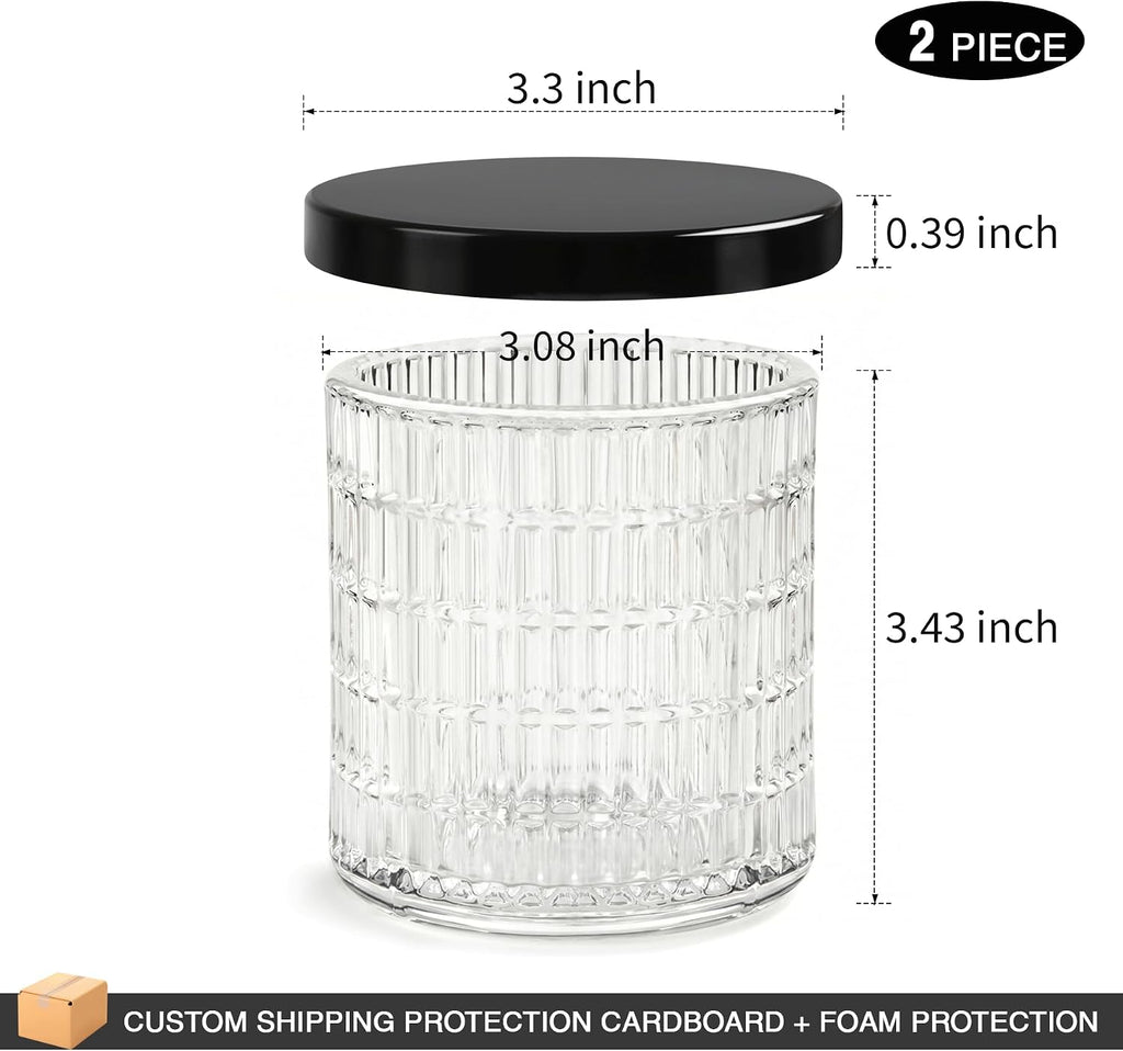 Clear Thick Glass Bathroom Qtip Holder, 2 Pack