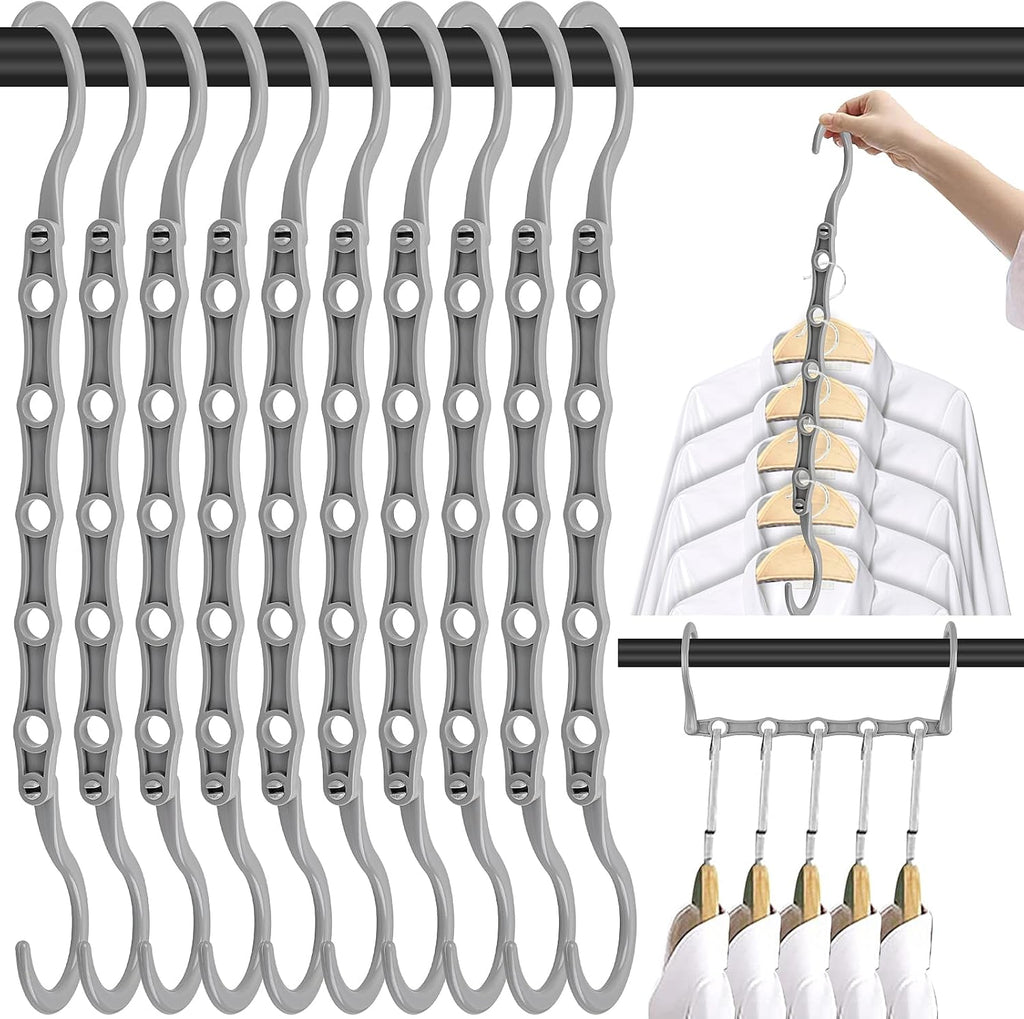 10 Pack Space Saving Hangers, Closet Organizers & Storage for Clothes, Gray
