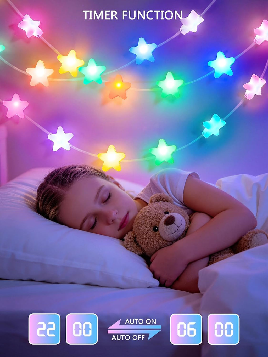 JMEXSUSS 33FT 66 LED Color Changing Smart Star String Lights for Bedroom
