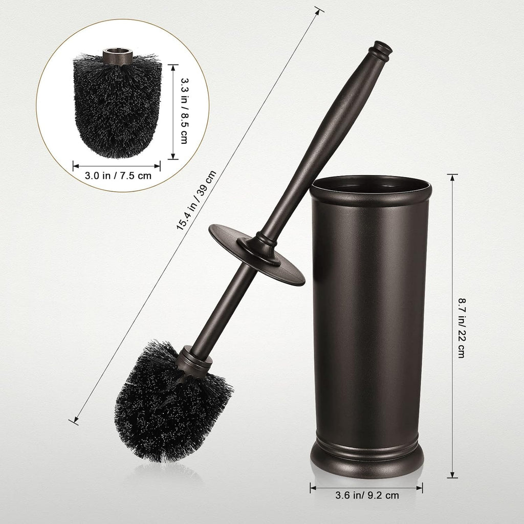 Toilet Bowl Brush Holder Set: Bathroom Deep Cleaning Toilet Scrubber Rim Cleaner with Caddy for Restroom Rv - Hidden Modern Elegant Toilet Clean Decorative Accessories - Bronze