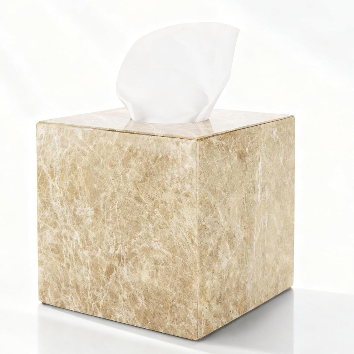 Natural Marble Tissue Box Holder Cover with Open Bottom