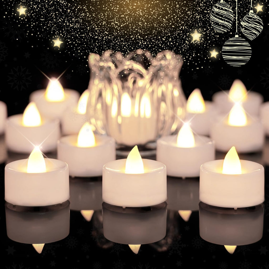 BEICHI 24Pack Battery Operated Tea Lights with Timer, 6H Timer Built-in