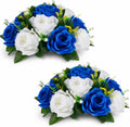 NUPTIO Flower Balls Centerpieces for Tables: Royal Blue White Fake Roses