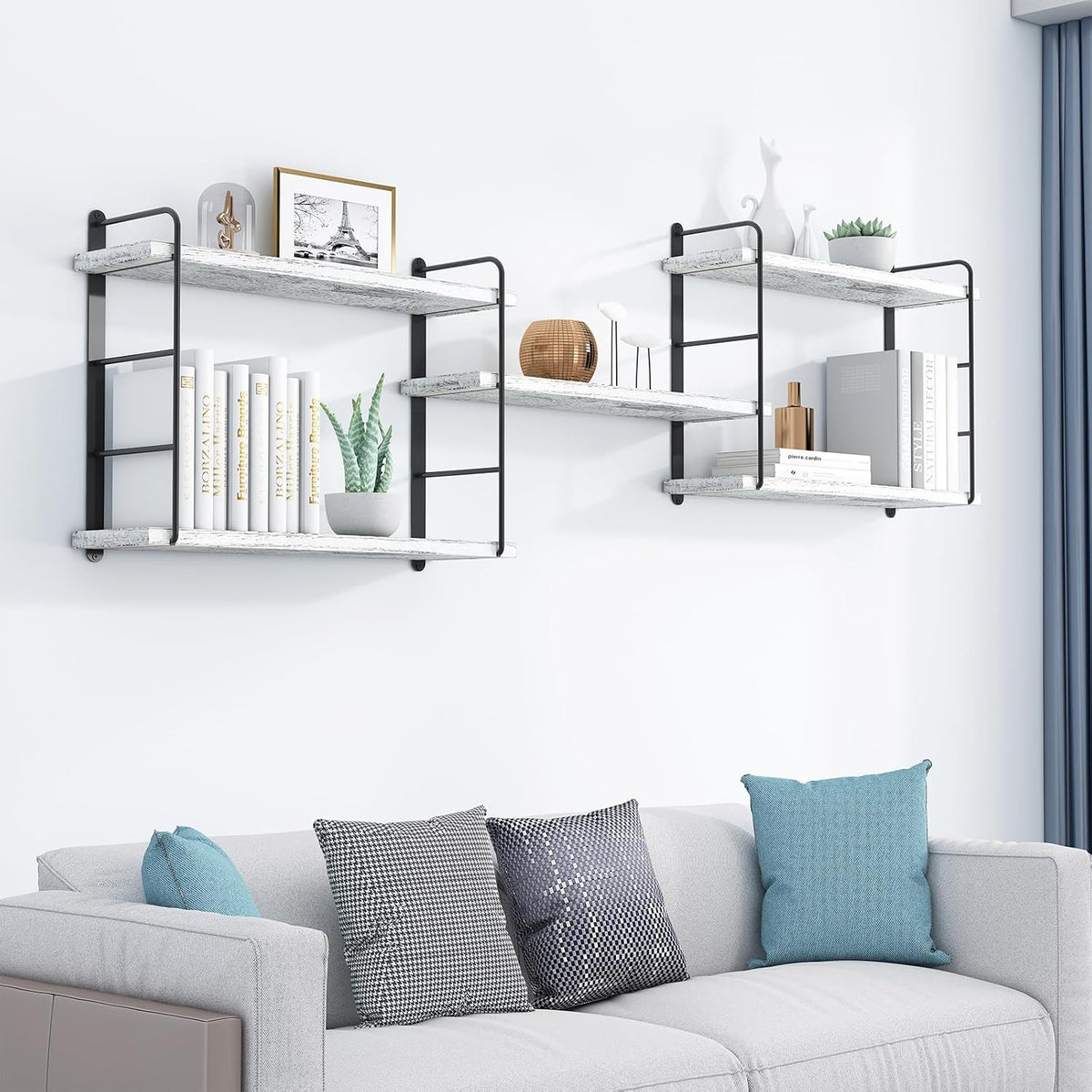 Shelves on Wall, Floating Bookshelves, Shelves for Room Wall (Washed White)