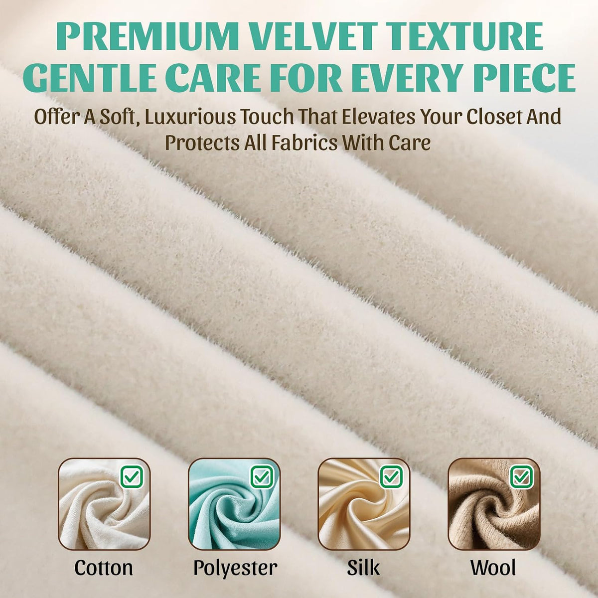 Sishynio Velvet Hangers 30 Pack, Ivory Slim Non-Slip Clothes Hangers