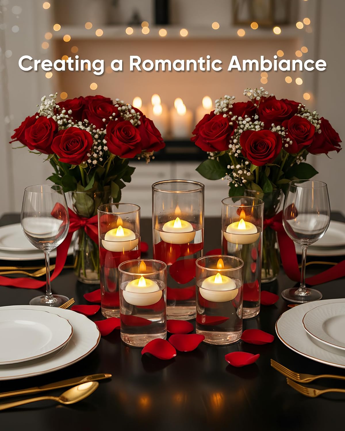 2" Flameless LED Floating Candles, White Waterproof Tealights, 12 Pack