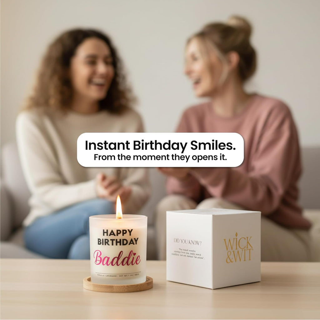 Happy Birthday Baddie Candle Gift Set - Funny Birthday Gifts for Women