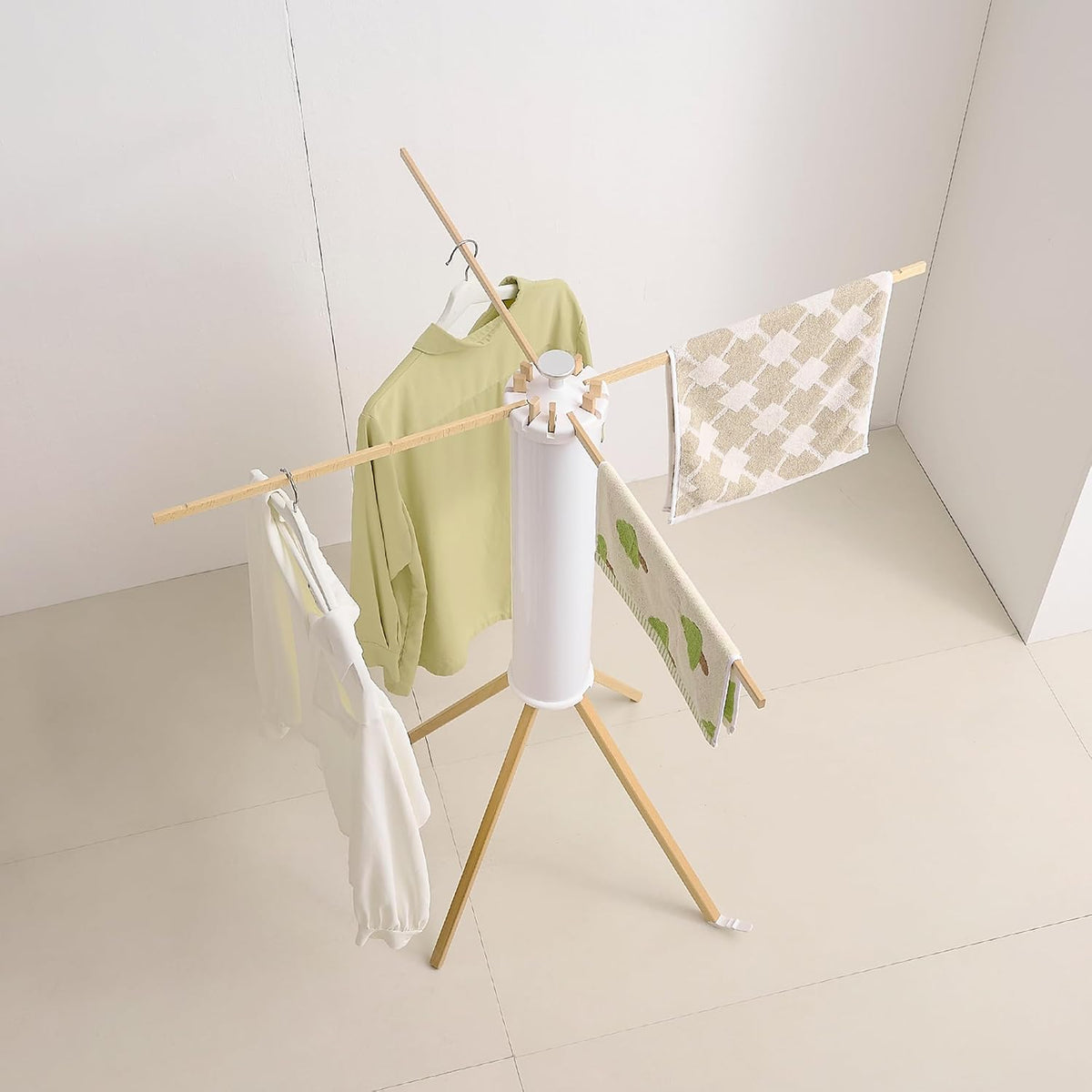 RFOUO Foldable Clothes Drying Rack with Wooden 12 Rods