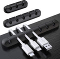 SOULWIT 3 Pcs Silicone USB Cable Holder Clips, Self Adhesive - Black