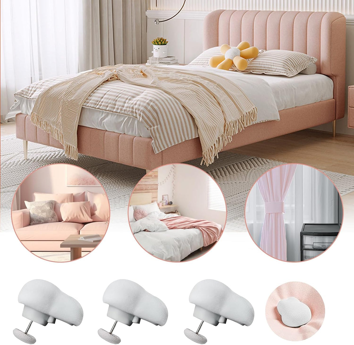 MQUPIN Duvet Clips Set 16 Pcs, Duvet Cover Pins Comforter Inside Duvet Insert Holder, Non-Slip Quilt Fixator Sheet Fasteners for Quilt, Cushions, Curtains(Bunny)