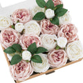 Ling's moment Artificial Flowers Silk Austin Roses Silk Flowers Artificial Roses w/Stem for Wedding Bouquets Centerpieces Party Home Decoration