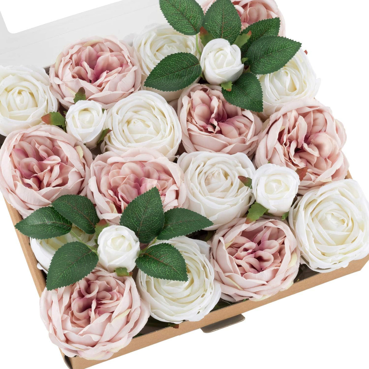 Ling's moment Artificial Flowers Silk Austin Roses Silk Flowers Artificial Roses w/Stem for Wedding Bouquets Centerpieces Party Home Decoration