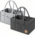 HIPHOP PANDA 2-Pack Diaper Caddy Organizer - Nursery Storage Bin & Car Organizer for Diapers, Wipes, and Baby Essentials - Dual-Color Solid Set (Dark Grey/Grey), Large Size