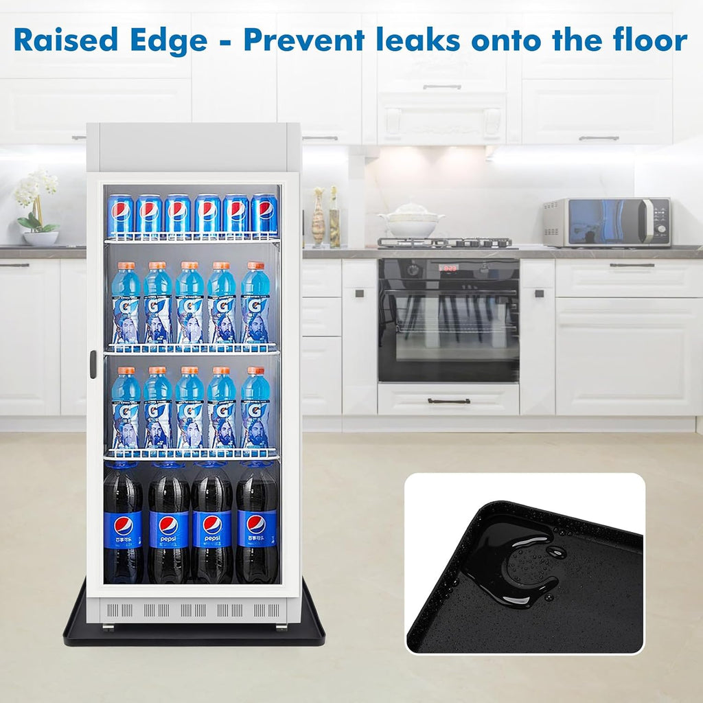 23.3"x23.3"x0.8" Silicone Mini Fridge Mat, AC Drip Pan Protector, Black