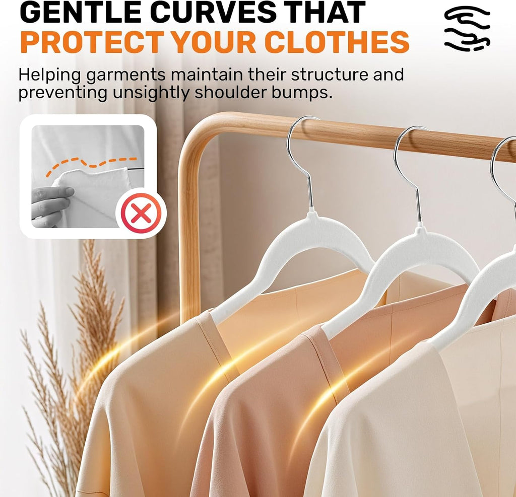 Sishynio Velvet Shirt Hangers 30 Pack, Slim Felt Hangers White