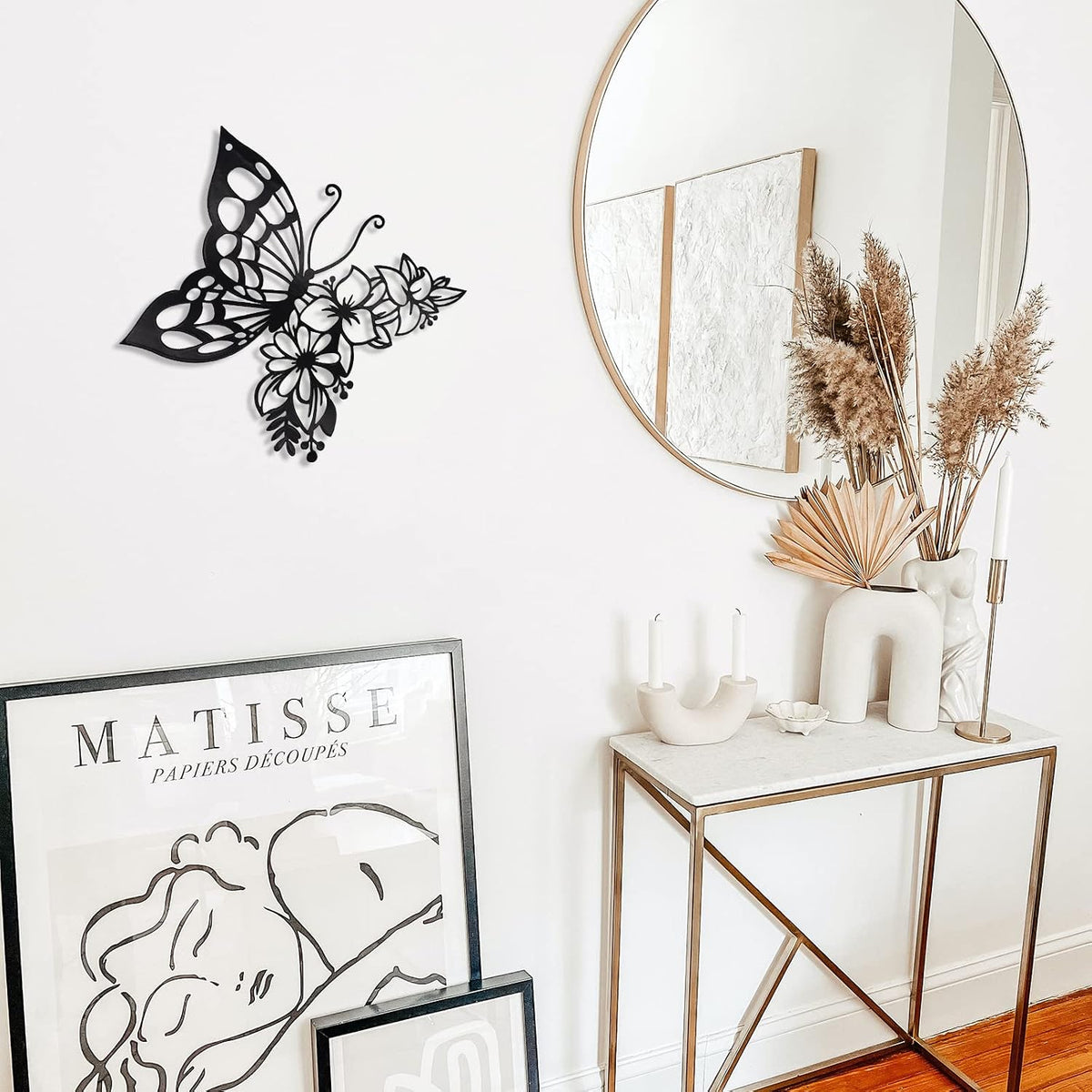 Butterfly Decoration Black Wall Art Boho Hanging Flower Wall Home Decor