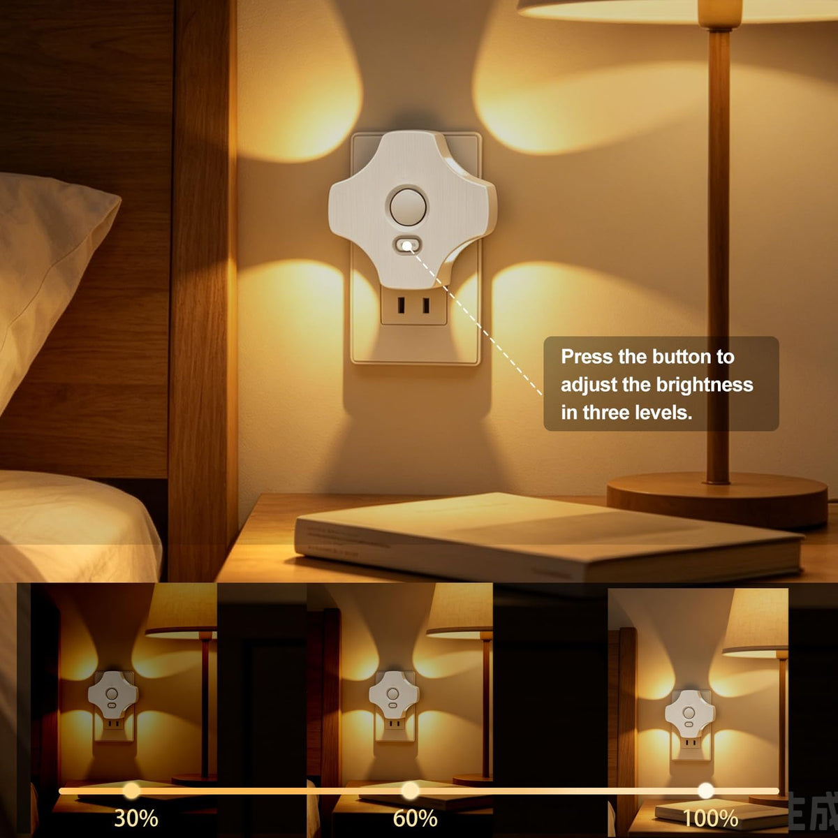 LED Motion Sensor Night Light, 2-Pack, 3000K Soft White