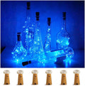 Wine Bottle Lights with Cork, 6 Pack Battery Operated 15 LED Cork Shape Silver Wire Colorful Fairy Mini String Lights for DIY, Party, Decor, Christmas, Halloween,Wedding (Blue)