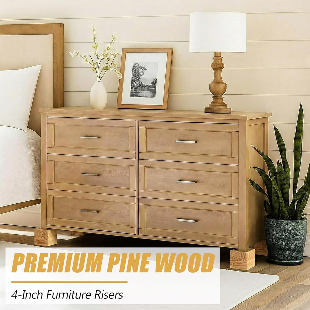 4 Pcs 4"solid Wood Bed Furniture Riser Natural Color Couch Lifter