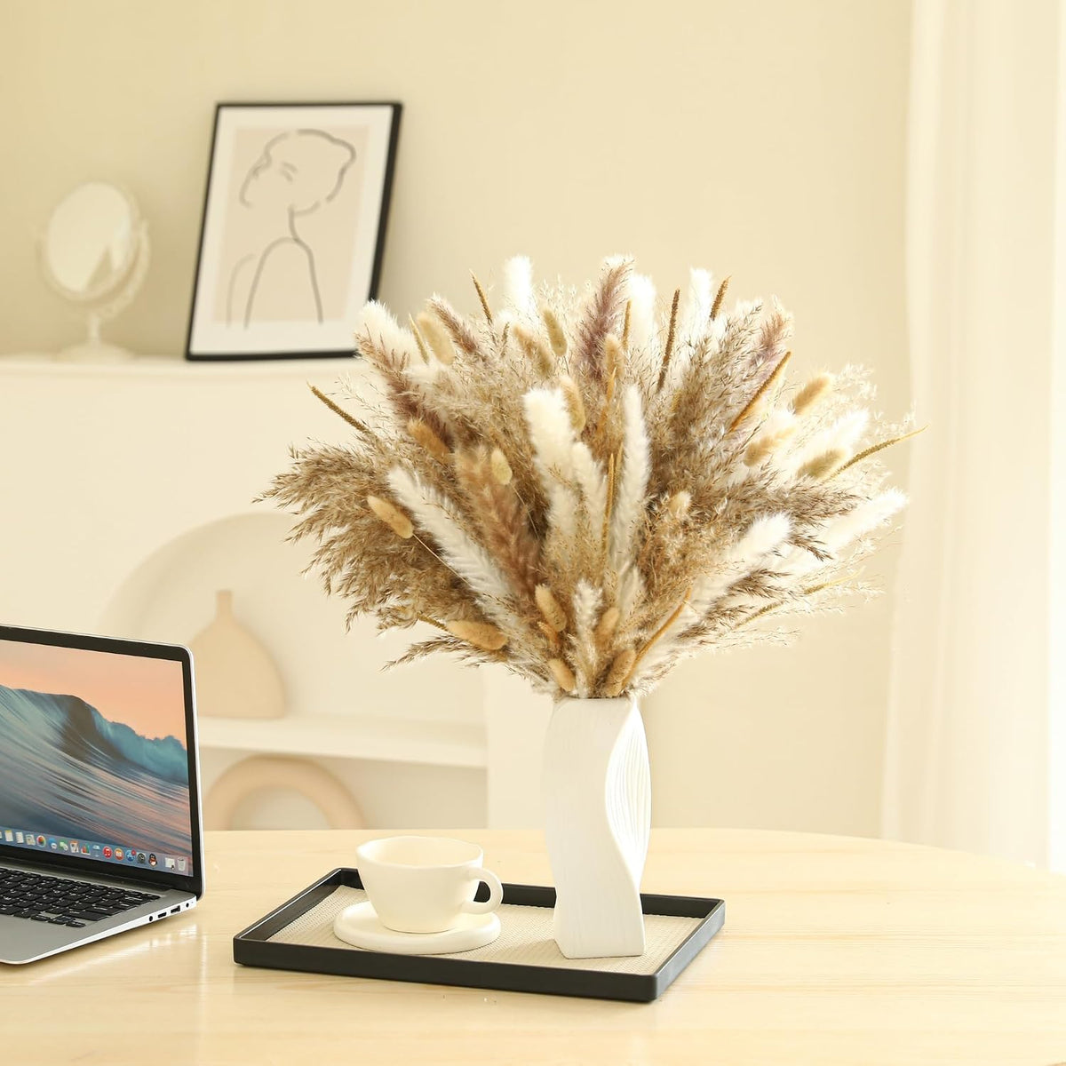 Wertuirk 135Pcs Dried Pampas Grass Boho Home Decor